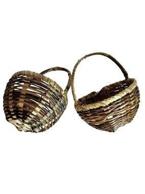 Mini Woven Basket Darice Brown Round Design Easter Miniature Farmhouse 3 in Lot